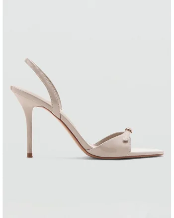 Sandale slingback cu aspect lacuit, Bej sampanie