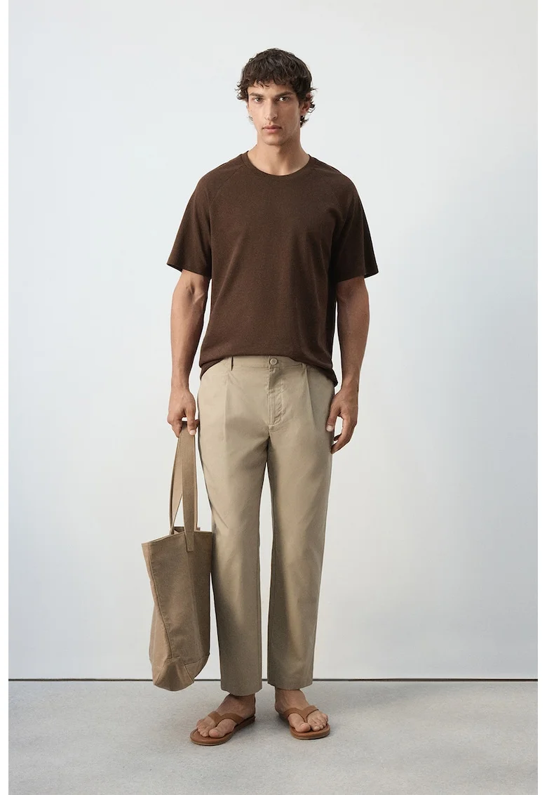 Pantaloni chino din amestec de lyocell cu croiala regular-fit, Bej