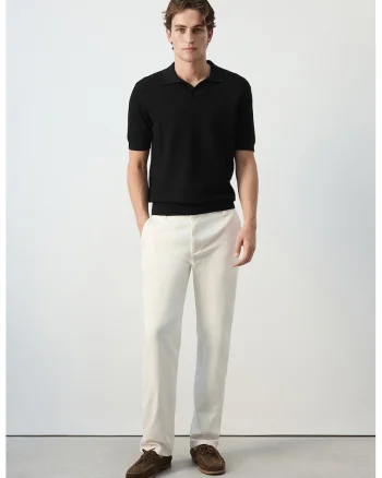 Tricou polo din bumbac cu model texturat, Negru