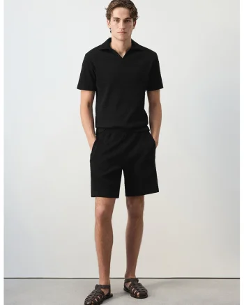 Tricou polo cu aspect texturat, Negru