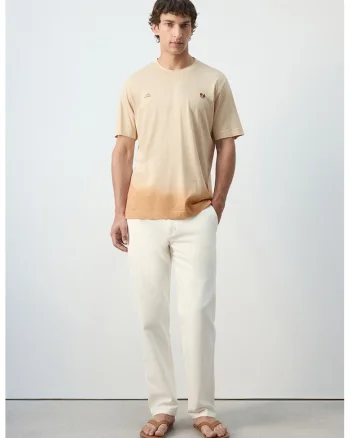 Tricou de bumbac cu aspect in degrade, Bej