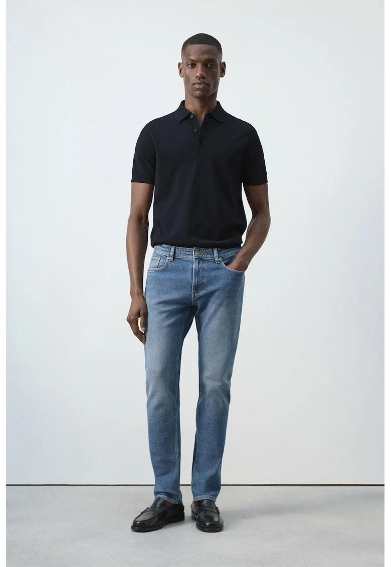 Blugi slim-fit cu talie medie, Albastru pastel