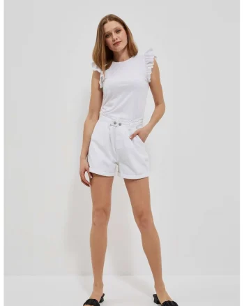 Pantaloni scurti dama,  Bumbac, Alb, Ecru