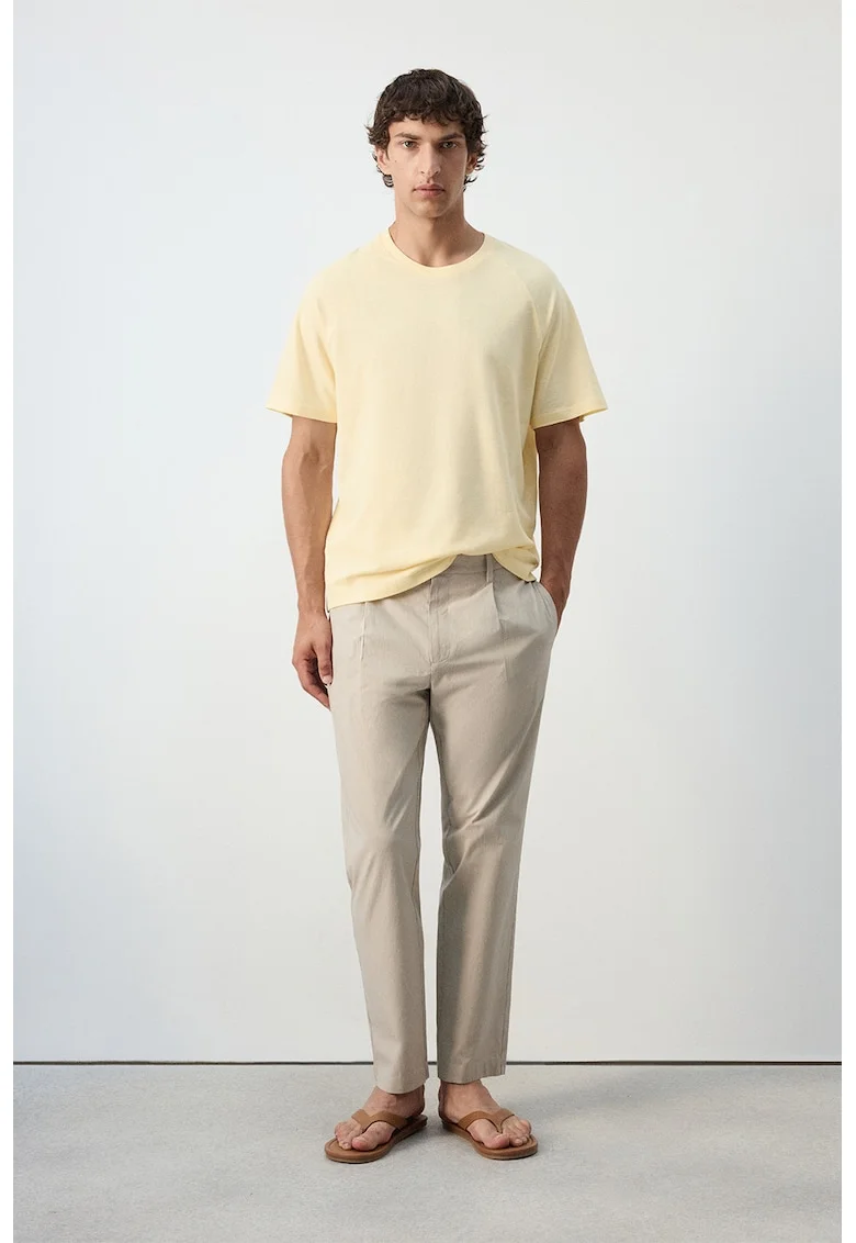 Tricou lejer de bumbac si in, Galben deschis