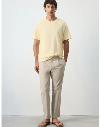 Tricou lejer de bumbac si in, Galben deschis