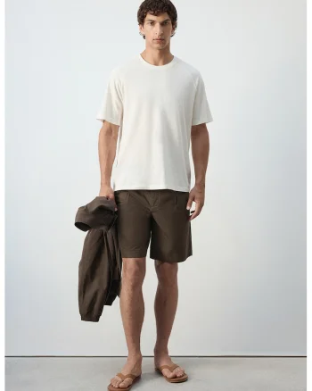 Tricou lejer de bumbac si in, Alb murdar