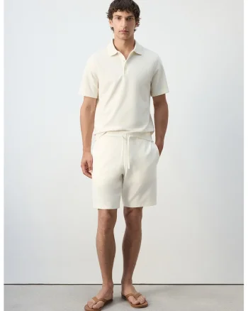 Tricou polo cu model uni, Alb murdar