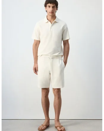 Pantaloni scurti uni din amestec de bumbac, Alb murdar