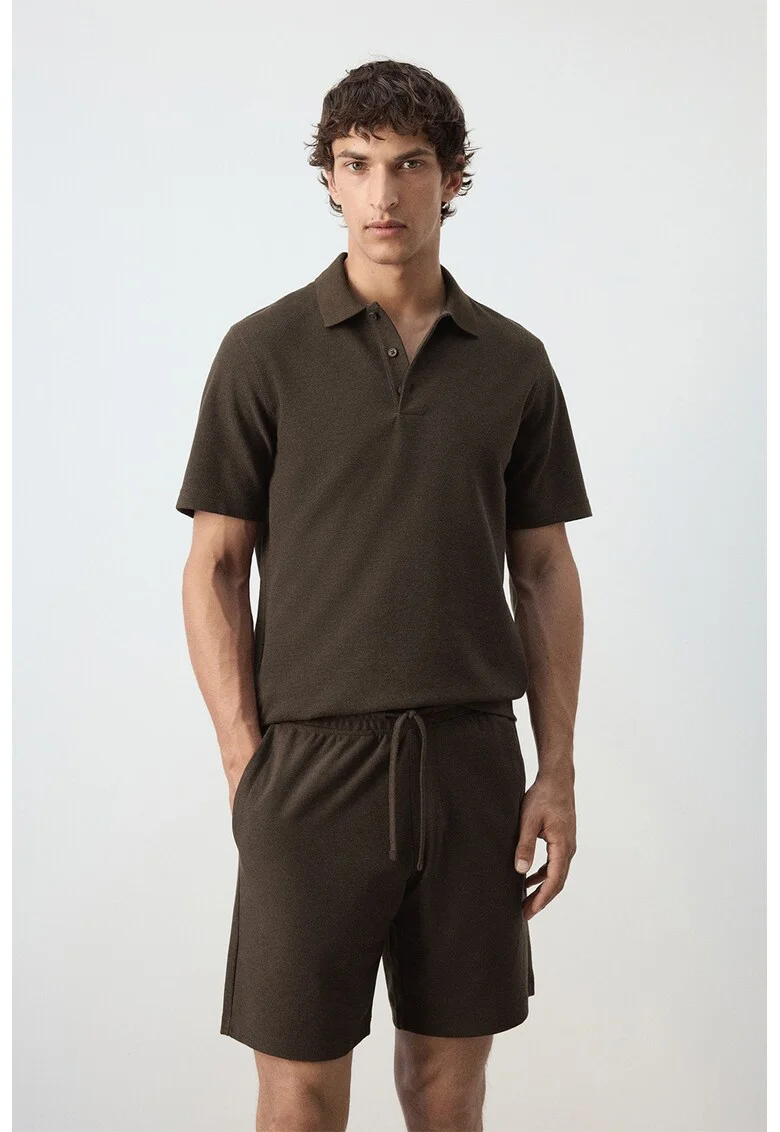 Tricou polo cu model uni, Maro pamantiu