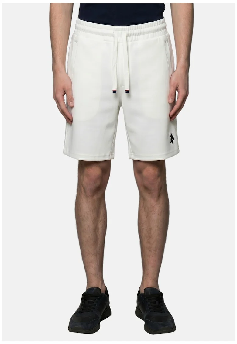 Pantaloni de trening cu snur de ajustare in talie, Alb