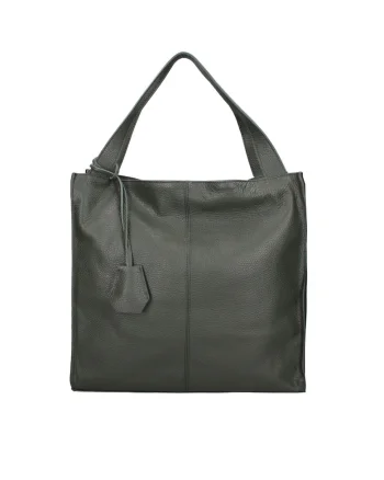 Geanta tote din piele Aelia, Verde inchis
