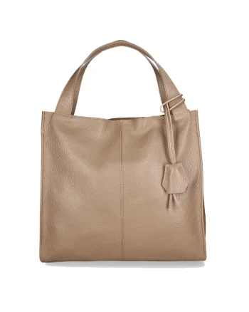 Geanta tote din piele Aelia, Maro taupe
