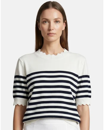 Tricou tricotat fin in dungi, Bej