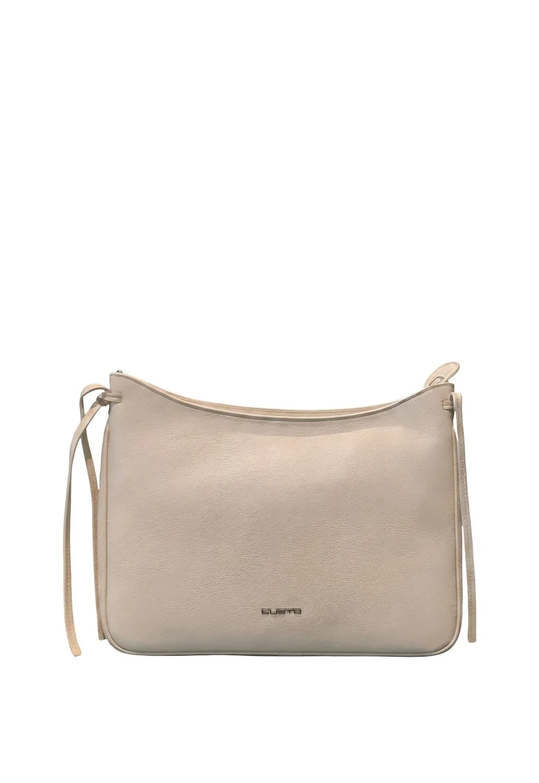 Geanta shopper din piele ecologica cu detaliu logo Elowen, Crem