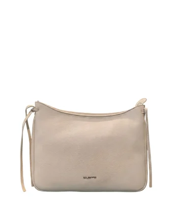 Geanta shopper din piele ecologica cu detaliu logo Elowen, Crem