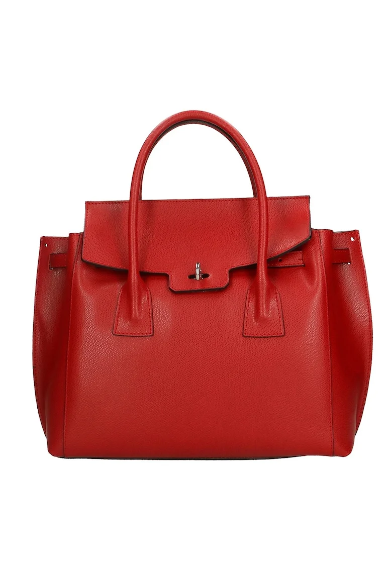 Geanta shopper de piele Dayana, Rosu inchis