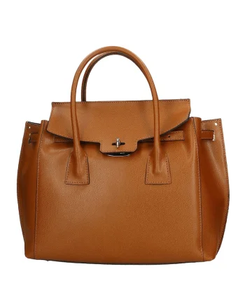 Geanta shopper de piele Dayana, Maro cognac