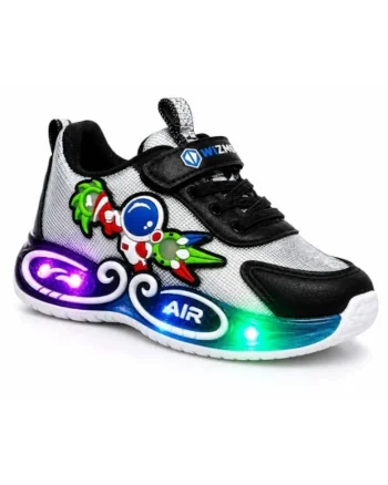 Adidasi cu lumini LED pentru baieti, Cosmonaut, Piele ecologica, Multicolor, Multicolor