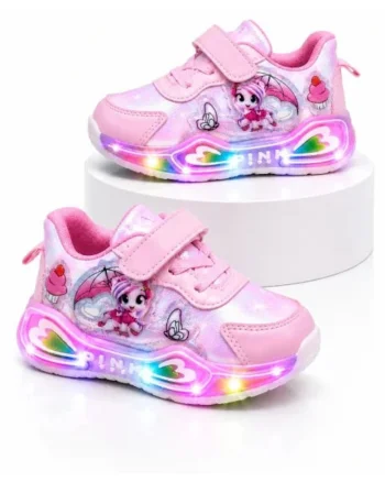 Adidasi cu lumini LED, Model Ponei colorat, Fete, Roz, Roz