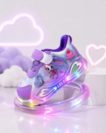 Adidasi cu lumini LED, Model Ponei, piele ecologica, fete, mov, Mov
