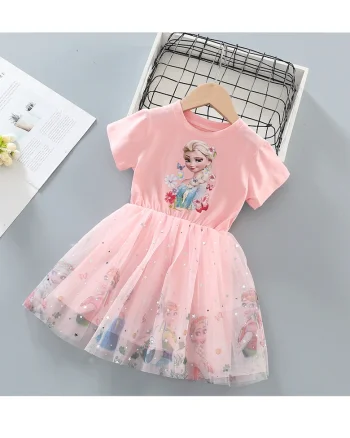 Rochita Roz Fetite cu Printese Livia, Multicolor