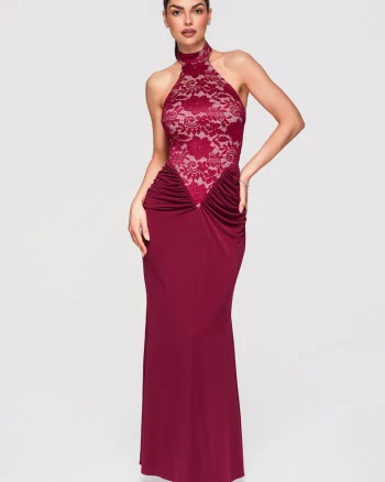 Rochie de seara maxi  LA-OM-DLR295, Visiniu