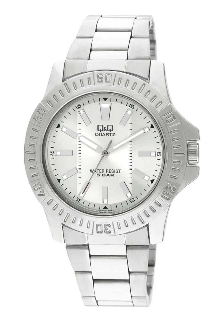 Ceas quartz cu logo pe cadran, Argintiu