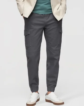 Pantaloni joggers cu buzunare cargo si material elastic, Gri inchis