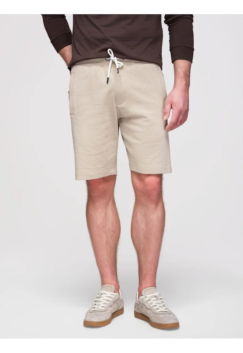 Pantaloni scurti din bumbac cu croiala lejera, Bej deschis