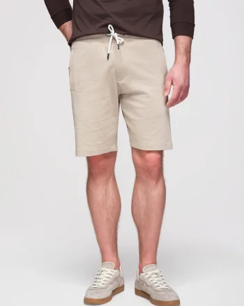 Pantaloni scurti din bumbac cu croiala lejera, Bej deschis