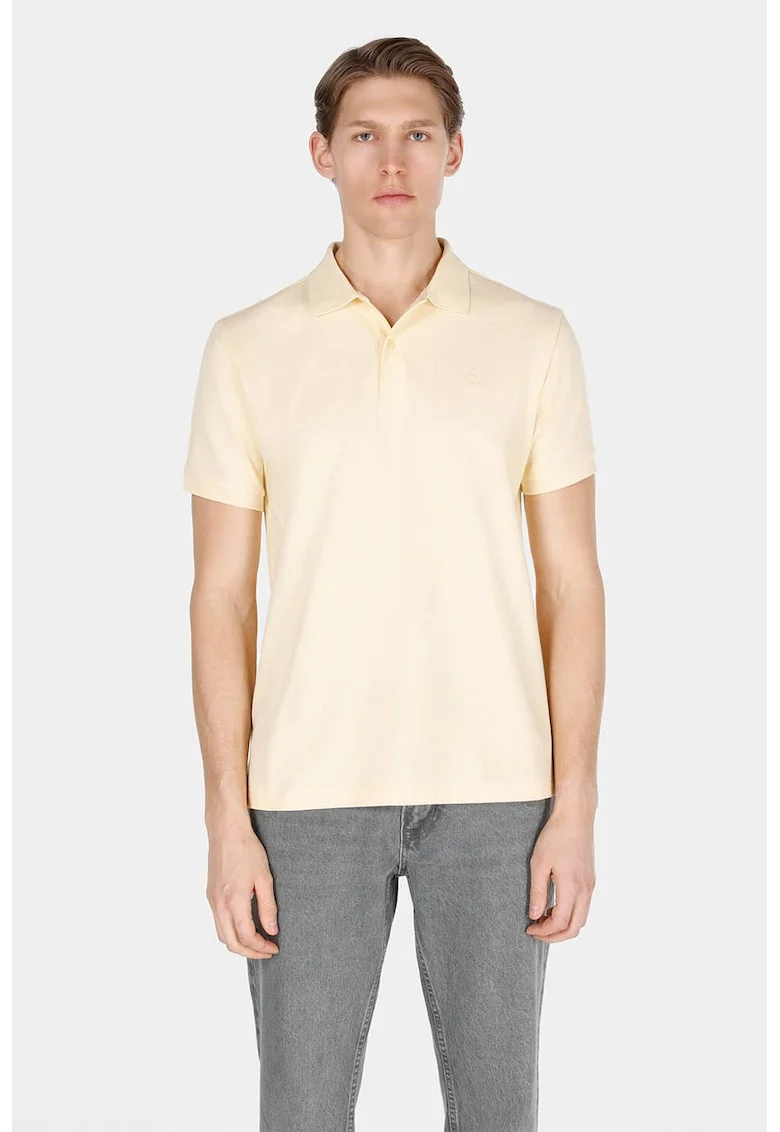 Tricou polo cu logo brodat, Galben pai