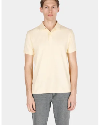 Tricou polo cu logo brodat, Galben pai