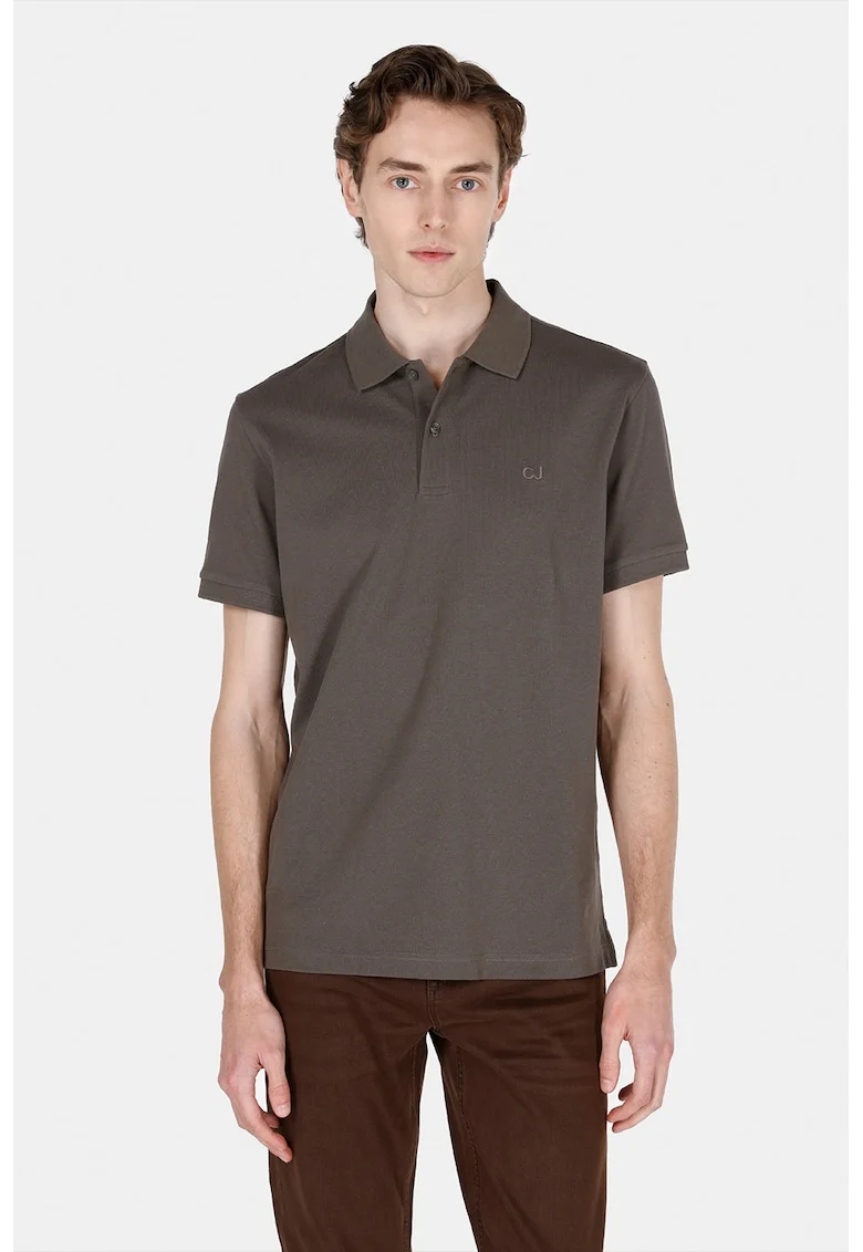 Tricou polo cu logo brodat, Maro deschis