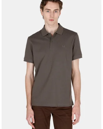 Tricou polo cu logo brodat, Maro deschis