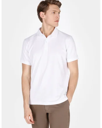 Tricou polo cu logo brodat, Alb