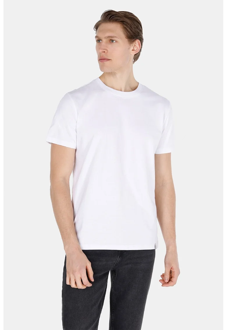 Tricou din bumbac cu decolteu la baza gatului