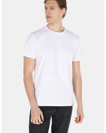 Tricou din bumbac cu decolteu la baza gatului