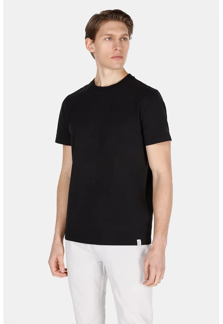 Tricou din bumbac cu decolteu la baza gatului