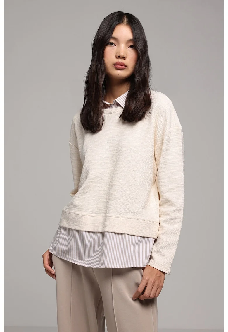 Pulover cu model 2 in 1, Crem