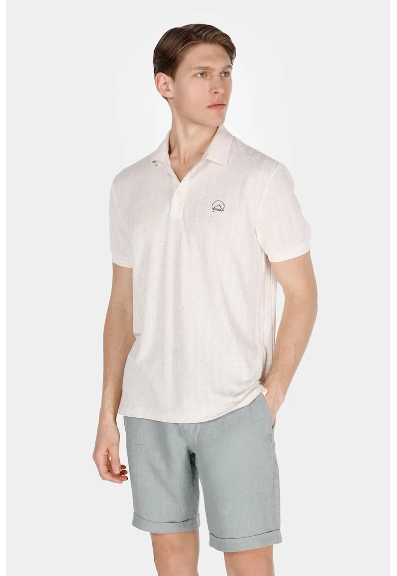 Tricou polo din amestec de in, Bej deschis