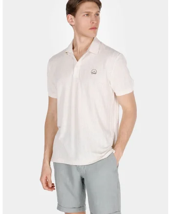 Tricou polo din amestec de in, Bej deschis
