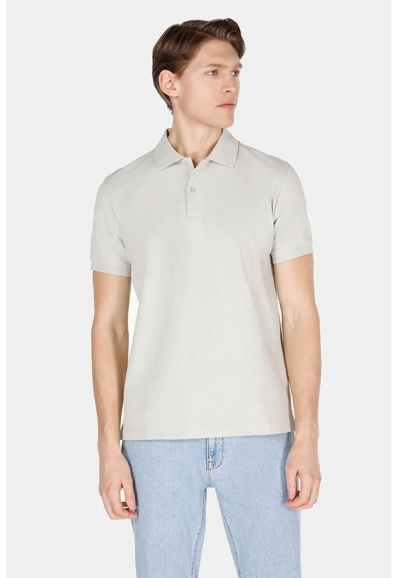 Tricou polo cu logo brodat, Verde pal