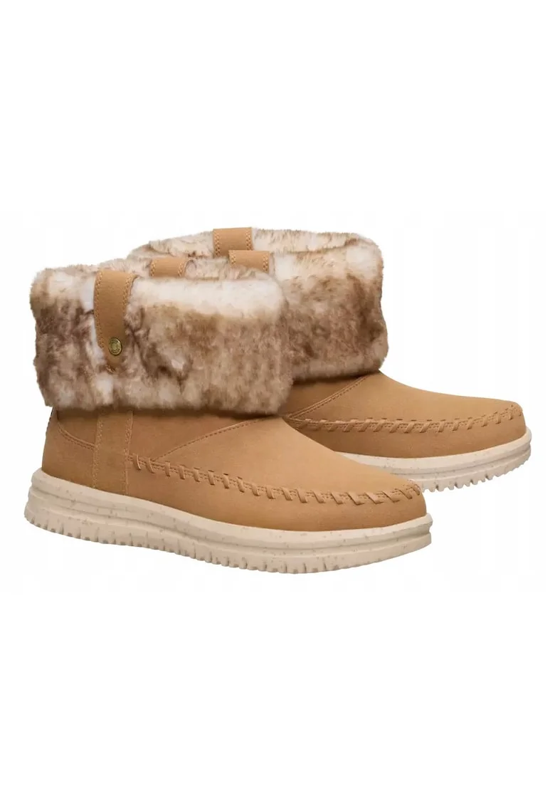 Ghete Chelsea Femei,  Classic Camden Cuff Cozy, piele maro, Maro deschis
