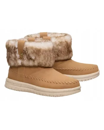 Ghete Chelsea Femei,  Classic Camden Cuff Cozy, piele maro, Maro deschis