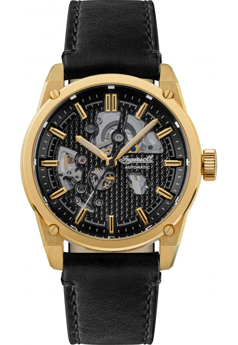 Ceas de mana pentru barbati,  I11601, negru, skeleton, clasic