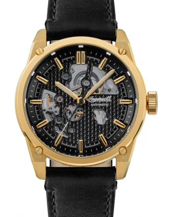 Ceas de mana pentru barbati,  I11601, negru, skeleton, clasic