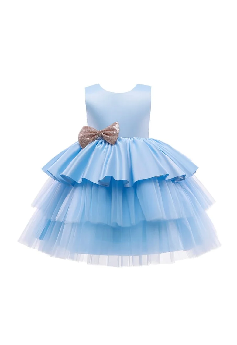 Rochie Eleganta pentru Fetițe Dreamy Albastru Ceresc, Rochie Prințesă cu Fundiță, Ideală pentru Ocazii Speciale