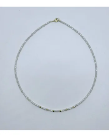 Colier handmade, realizat din perle de cultura, accesorii argint placat cu aur, lungime 38 cm