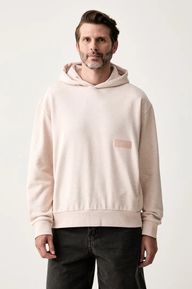 BOSS Green hanorac cu glugă pentru bărbați cu bumbac SW_Hoodie