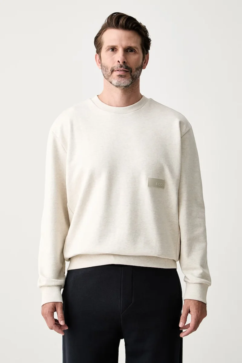 BOSS Green hanorac pentru bărbați, cu bumbac SW_Crewneck